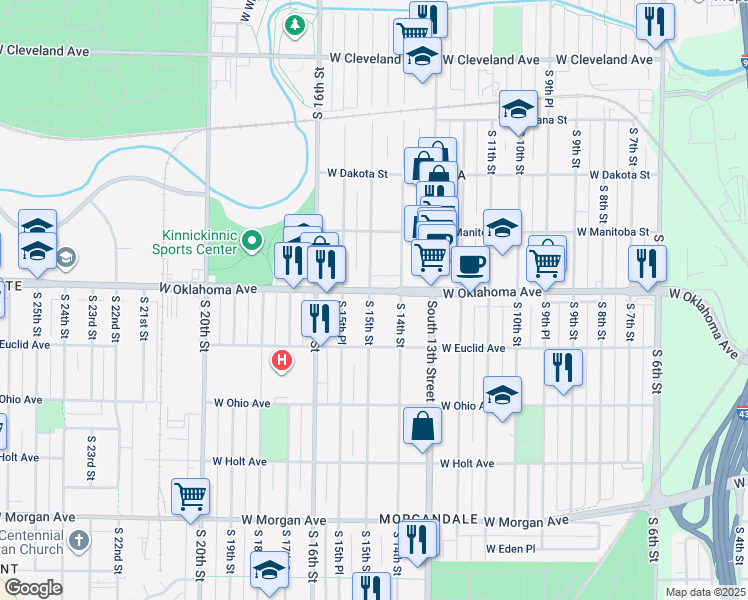 map of restaurants, bars, coffee shops, grocery stores, and more near in Milwaukee