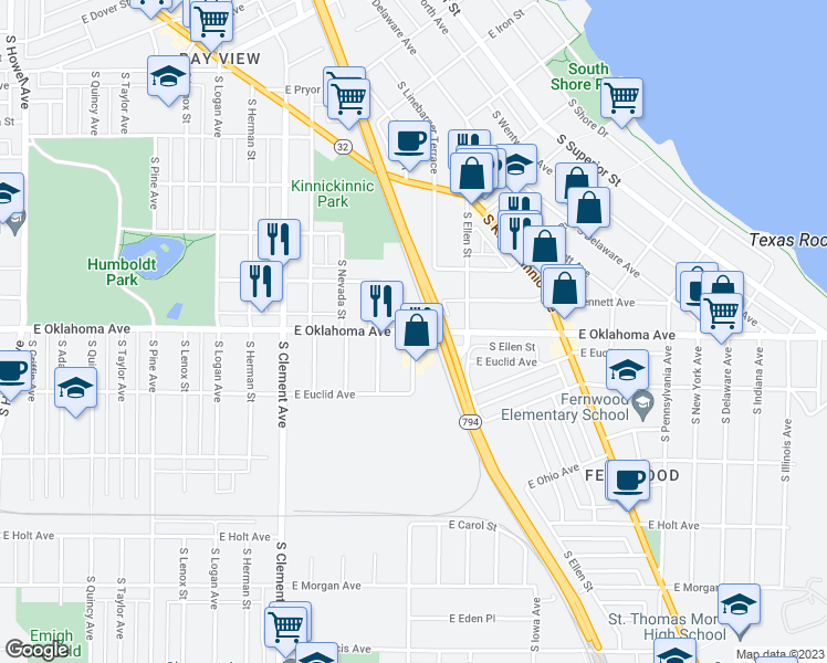 map of restaurants, bars, coffee shops, grocery stores, and more near in Milwaukee