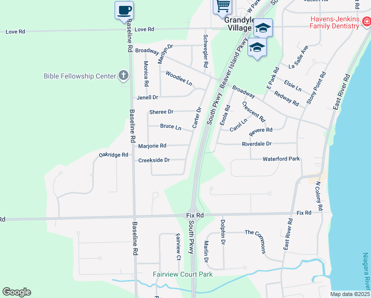 map of restaurants, bars, coffee shops, grocery stores, and more near 1890 Marjorie Rd in Grand Island