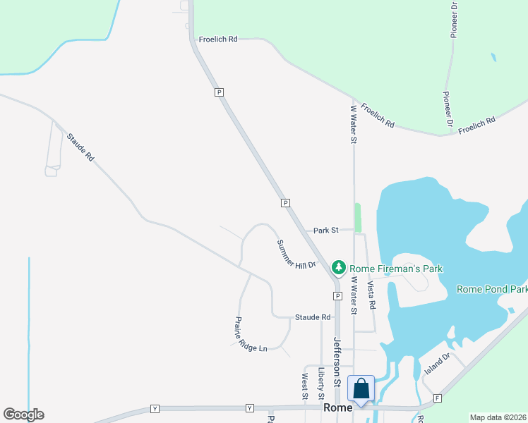 map of restaurants, bars, coffee shops, grocery stores, and more near W2004 Summer Hill Drive in Helenville