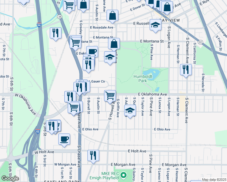 map of restaurants, bars, coffee shops, grocery stores, and more near in Milwaukee