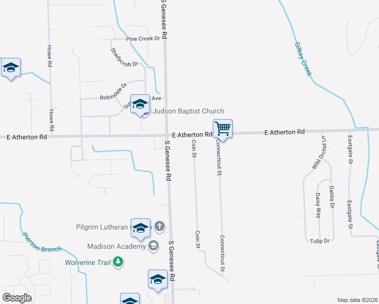 map of restaurants, bars, coffee shops, grocery stores, and more near 3038 Coin Street in Burton