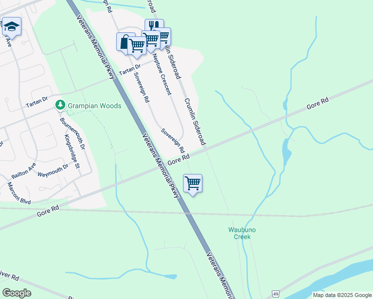 map of restaurants, bars, coffee shops, grocery stores, and more near 312 Sovereign Road in London