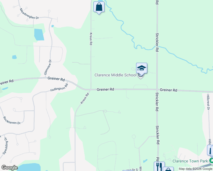 map of restaurants, bars, coffee shops, grocery stores, and more near 10056 Greiner Rd in Clarence
