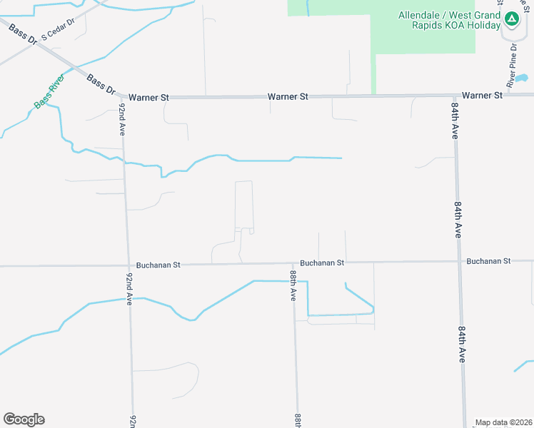 map of restaurants, bars, coffee shops, grocery stores, and more near 8829 Buchanan Street in Allendale Charter Township