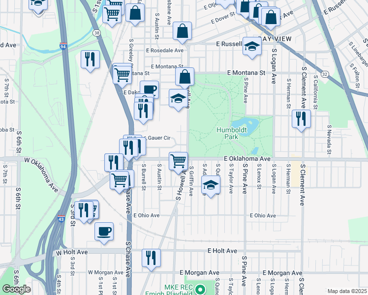 map of restaurants, bars, coffee shops, grocery stores, and more near in Milwaukee
