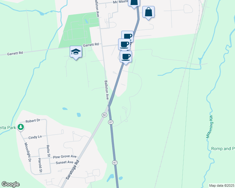 map of restaurants, bars, coffee shops, grocery stores, and more near 229 Church Avenue in Ballston Spa