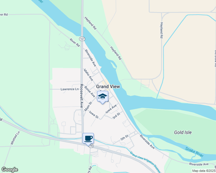 map of restaurants, bars, coffee shops, grocery stores, and more near in Grand View