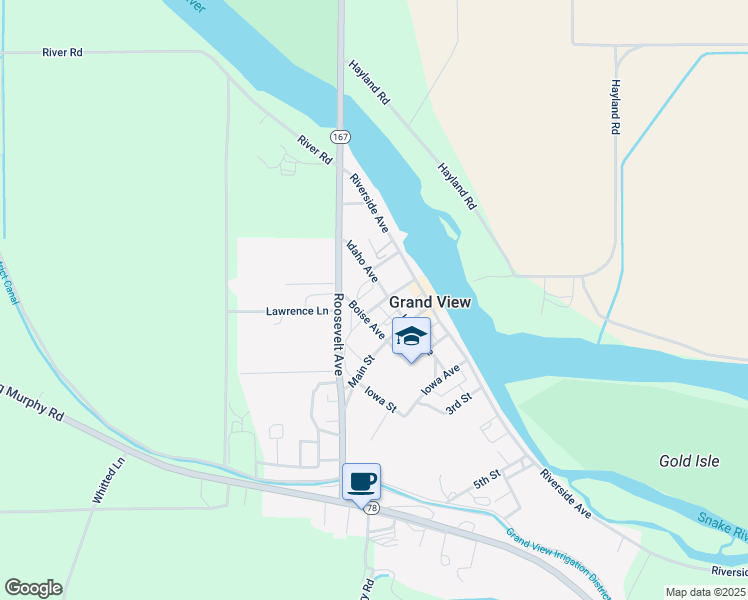 map of restaurants, bars, coffee shops, grocery stores, and more near 475 Idaho Avenue in Grand View