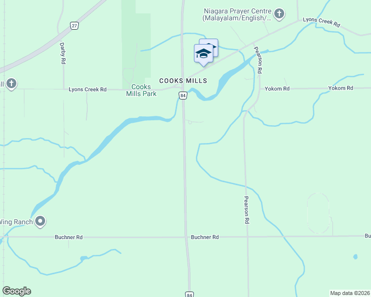 map of restaurants, bars, coffee shops, grocery stores, and more near 106 Regional Road 84 in Welland