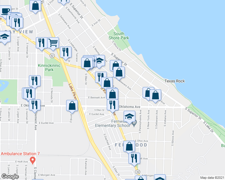 map of restaurants, bars, coffee shops, grocery stores, and more near 2935 South Mabbett Avenue in Milwaukee