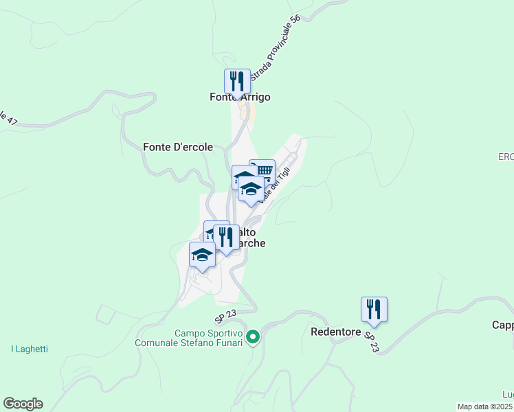 map of restaurants, bars, coffee shops, grocery stores, and more near Via Lottizzazione Colle in Montalto delle Marche