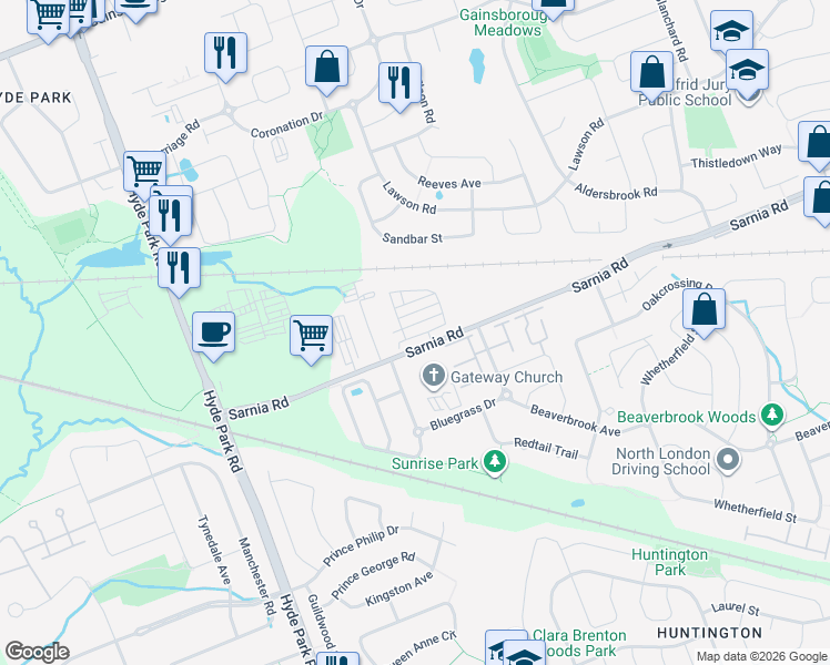 map of restaurants, bars, coffee shops, grocery stores, and more near in London