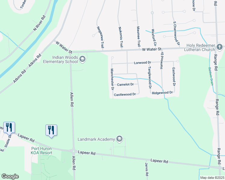 map of restaurants, bars, coffee shops, grocery stores, and more near 2826 Manchester Drive in Kimball