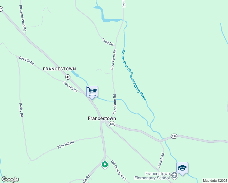 map of restaurants, bars, coffee shops, grocery stores, and more near 169 Poor Farm Rd in Francestown