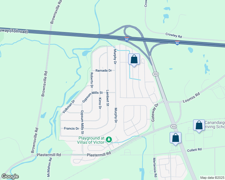 map of restaurants, bars, coffee shops, grocery stores, and more near 6303 Murphy Drive in Victor