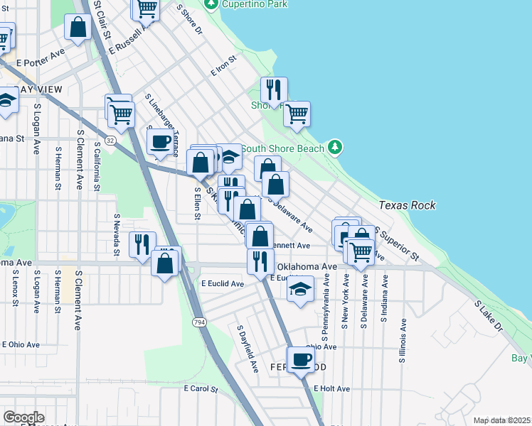 map of restaurants, bars, coffee shops, grocery stores, and more near 2935 South Mabbett Avenue in Milwaukee