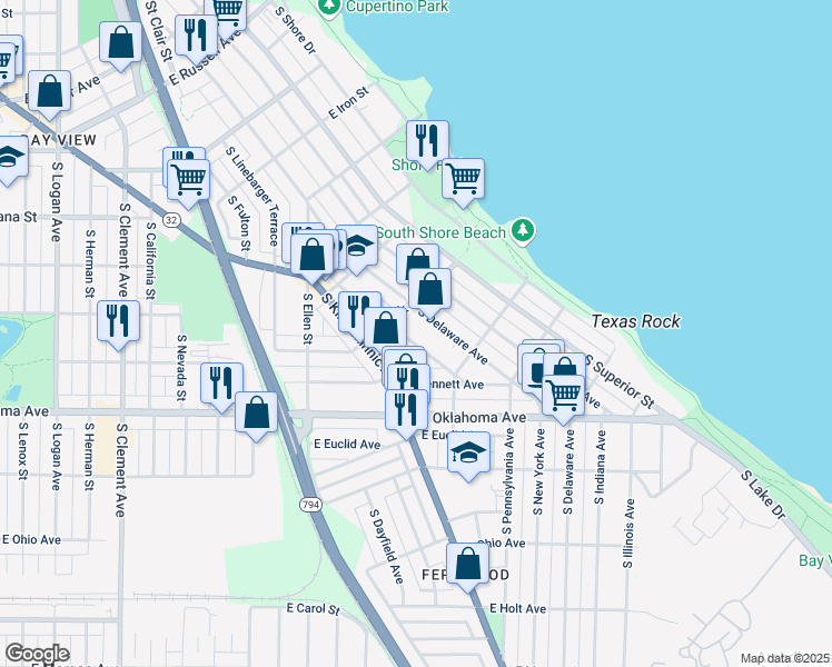 map of restaurants, bars, coffee shops, grocery stores, and more near 2935 South Mabbett Avenue in Milwaukee