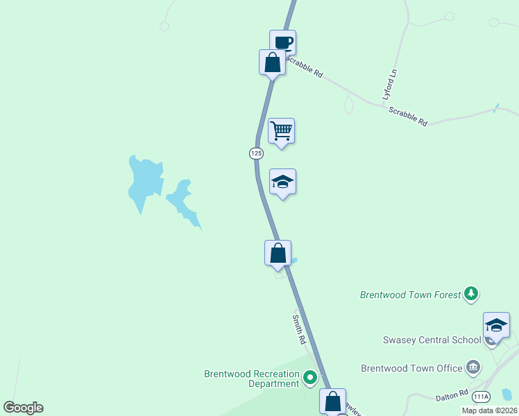 map of restaurants, bars, coffee shops, grocery stores, and more near 300 Calef Highway in Brentwood