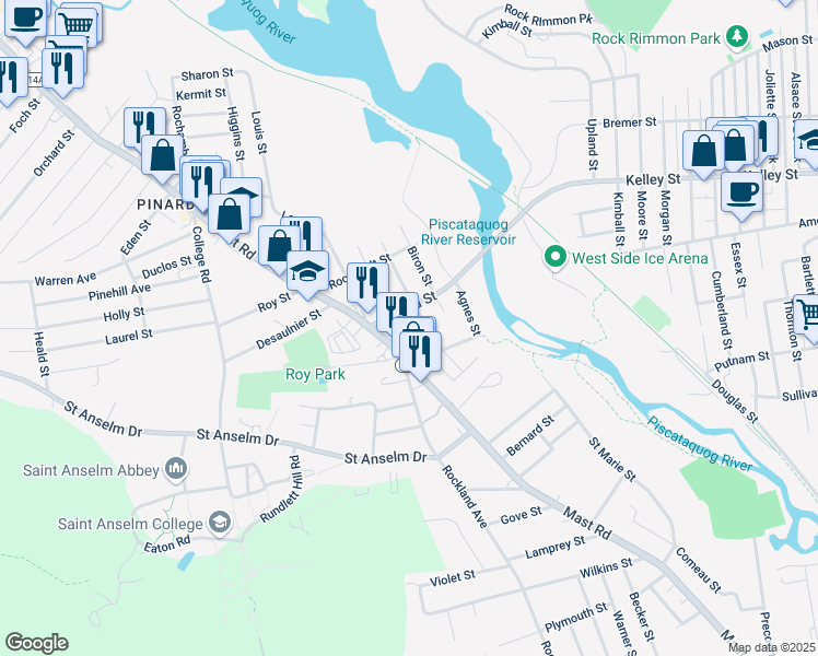 map of restaurants, bars, coffee shops, grocery stores, and more near 6 Henriette Street in Manchester
