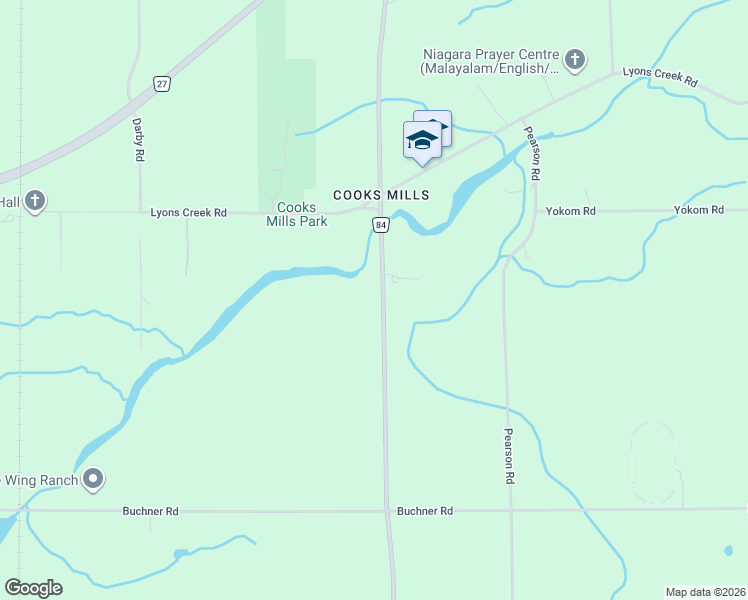 map of restaurants, bars, coffee shops, grocery stores, and more near 106 Regional Road 84 in Welland