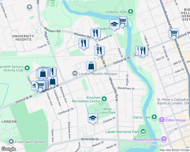 map of restaurants, bars, coffee shops, grocery stores, and more near 229 Rathnally Street in London