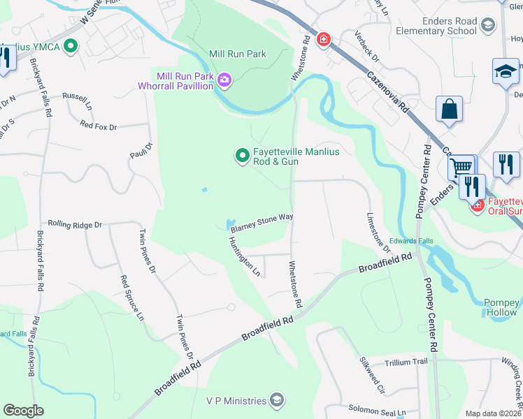 map of restaurants, bars, coffee shops, grocery stores, and more near 8013 Blarney Stone Way in Manlius