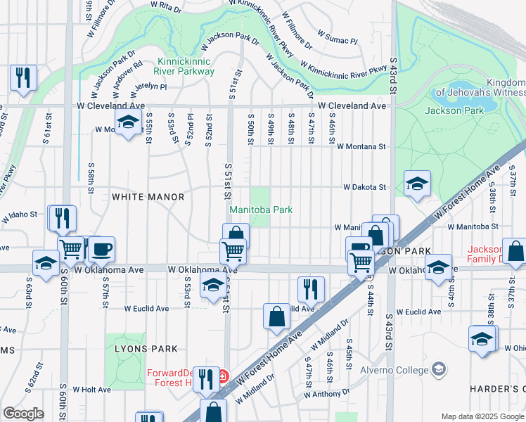 map of restaurants, bars, coffee shops, grocery stores, and more near 2941 South 49th Street in Milwaukee