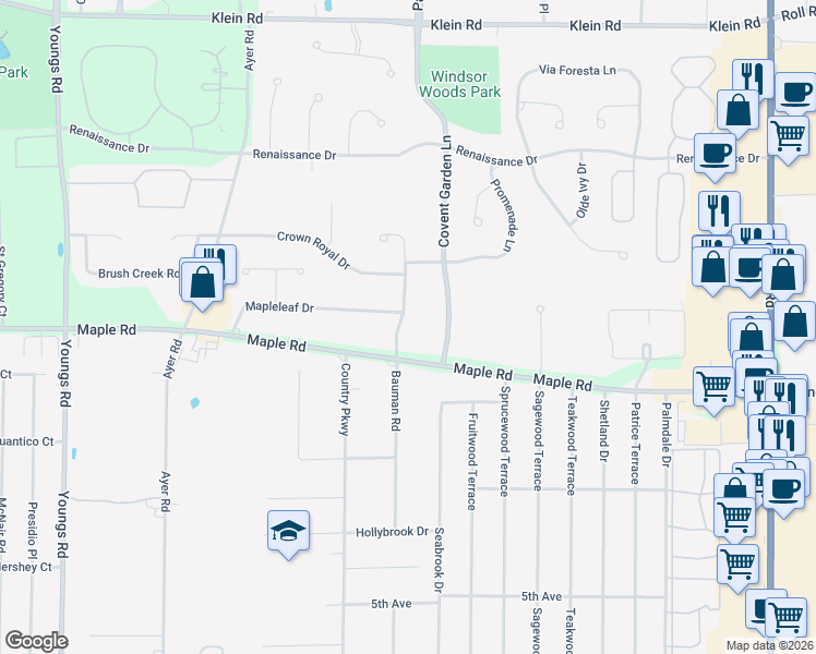 map of restaurants, bars, coffee shops, grocery stores, and more near 507 Bauman Road in Buffalo
