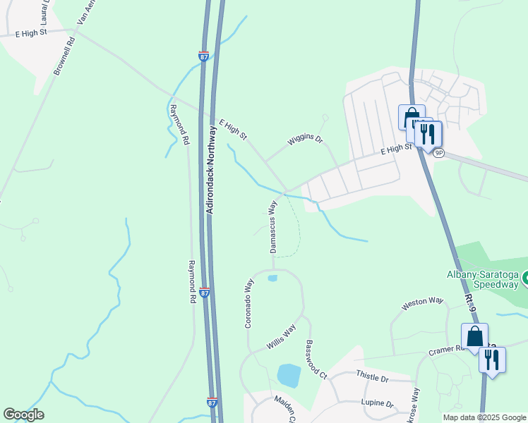 map of restaurants, bars, coffee shops, grocery stores, and more near 6 Damascus Way in Ballston Spa