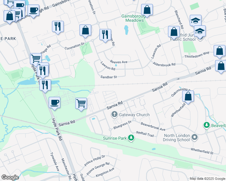 map of restaurants, bars, coffee shops, grocery stores, and more near 934 West Village Square in London