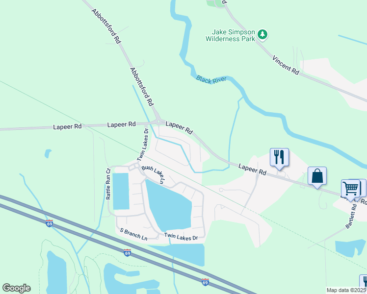 map of restaurants, bars, coffee shops, grocery stores, and more near 14 East Bob White Drive in Kimball