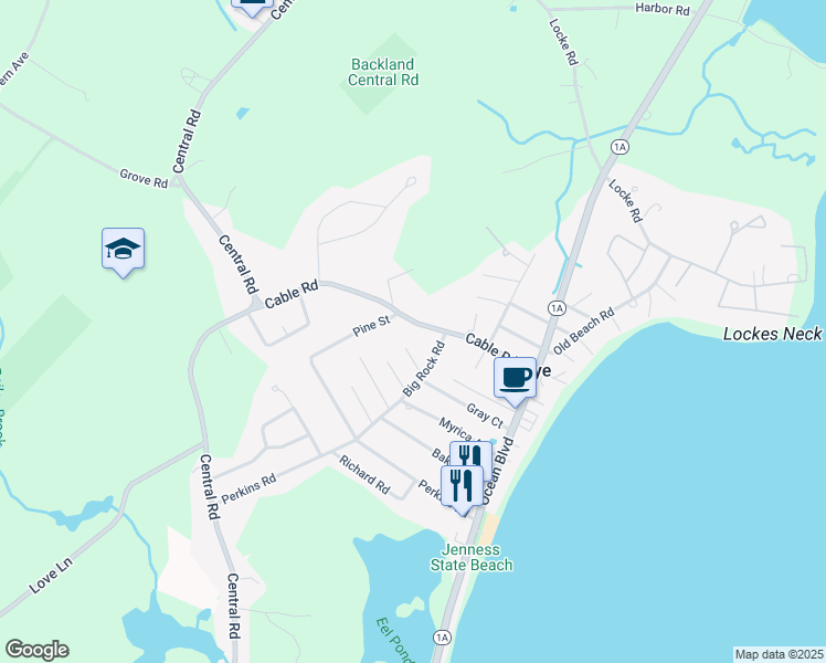 map of restaurants, bars, coffee shops, grocery stores, and more near 62 Cable Road in Rye