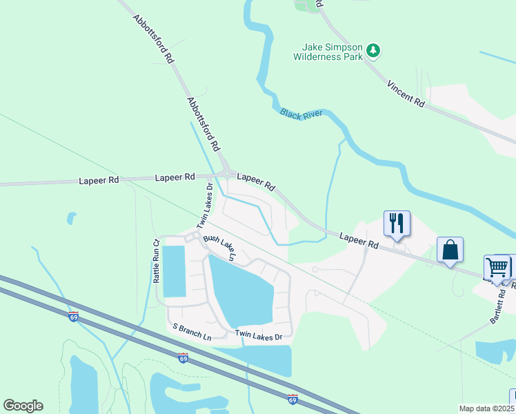 map of restaurants, bars, coffee shops, grocery stores, and more near 14 East Bob White Drive in Kimball