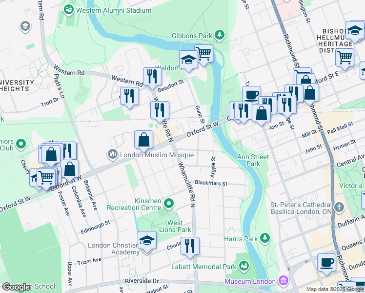 map of restaurants, bars, coffee shops, grocery stores, and more near 31 Saint Patrick Street in London