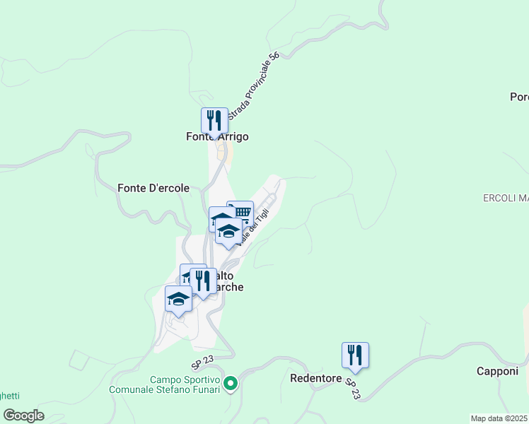 map of restaurants, bars, coffee shops, grocery stores, and more near 79 SP23 in Montalto delle Marche