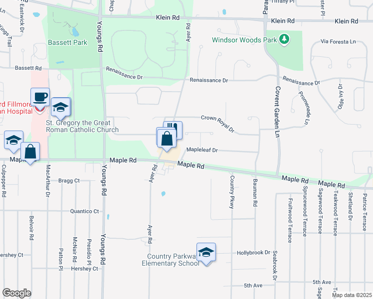 map of restaurants, bars, coffee shops, grocery stores, and more near 151 Mapleleaf Drive in Buffalo