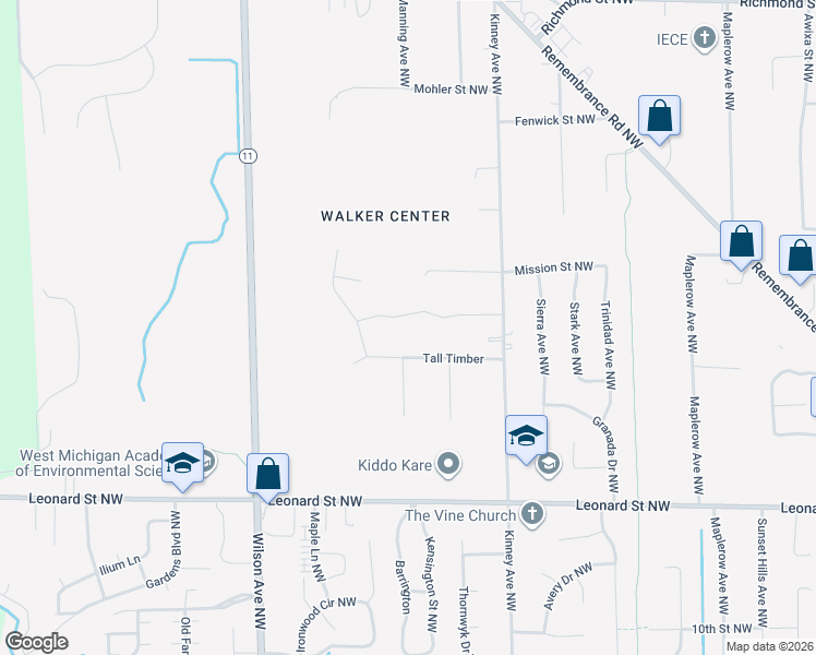 map of restaurants, bars, coffee shops, grocery stores, and more near 4157 Tall Timber in Grand Rapids