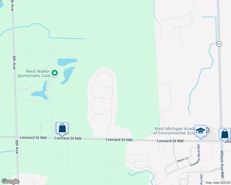 map of restaurants, bars, coffee shops, grocery stores, and more near 197 Leonard Street Northwest in Grand Rapids