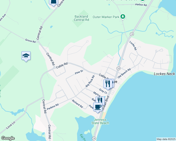 map of restaurants, bars, coffee shops, grocery stores, and more near 62 Cable Road in Rye