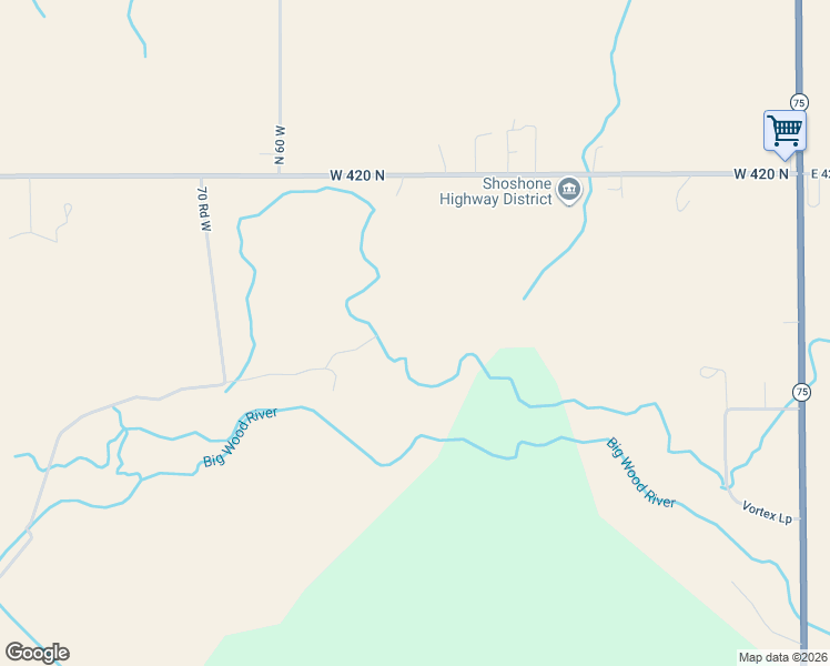 map of restaurants, bars, coffee shops, grocery stores, and more near 382 North 70 West in Shoshone