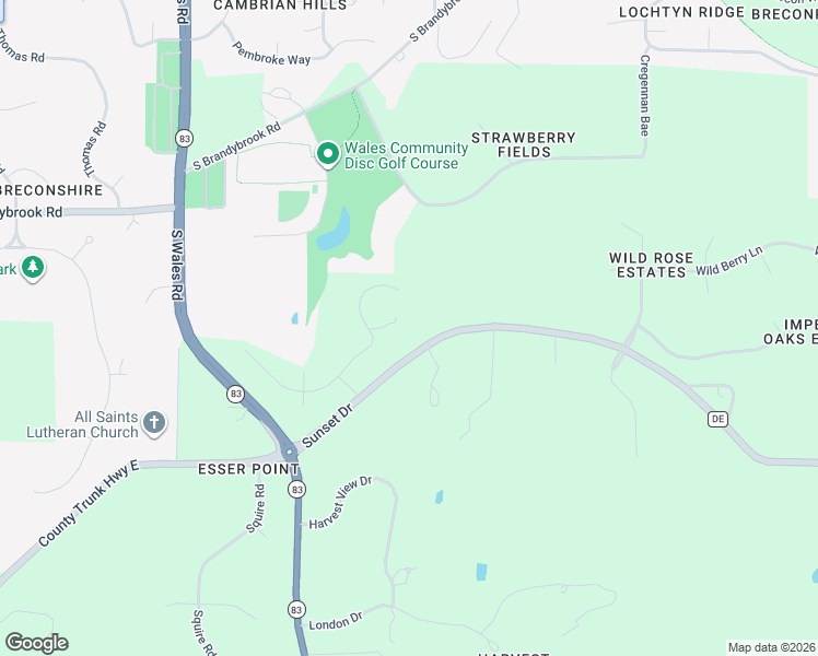 map of restaurants, bars, coffee shops, grocery stores, and more near S29W31532 Sunset Drive in Waukesha