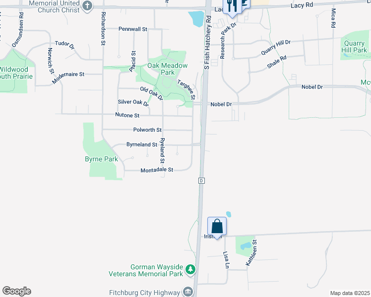 map of restaurants, bars, coffee shops, grocery stores, and more near 5592 Byrneland Street in Fitchburg