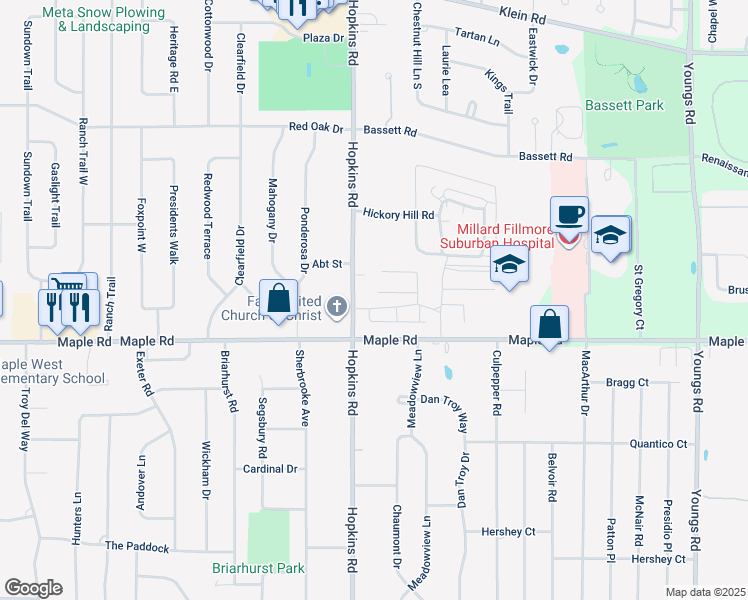 map of restaurants, bars, coffee shops, grocery stores, and more near 20 Guilford Lane in Buffalo