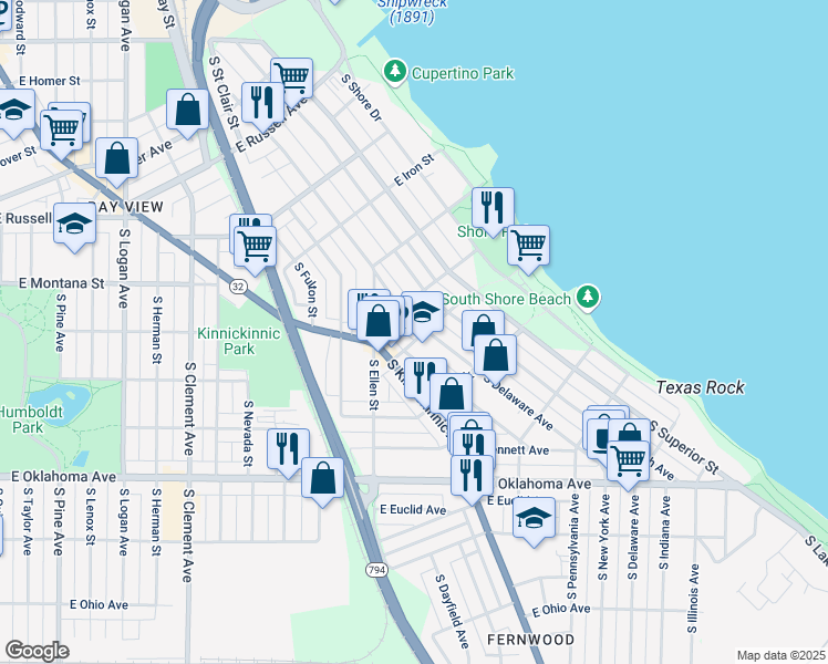 map of restaurants, bars, coffee shops, grocery stores, and more near 2817 South Wentworth Avenue in Milwaukee