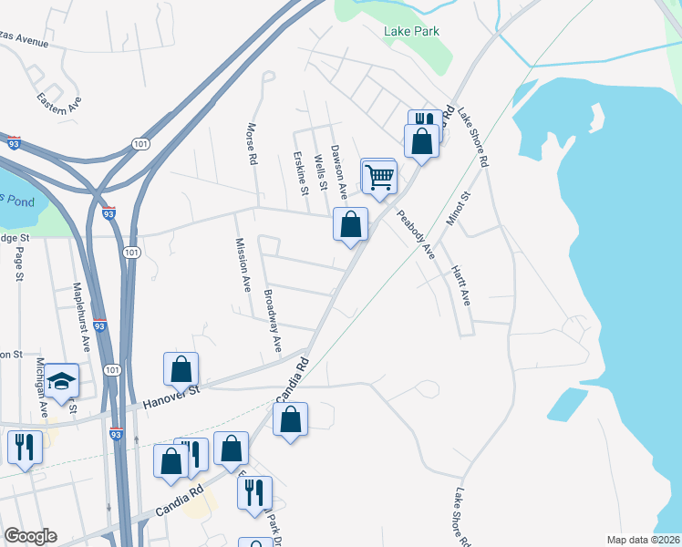 map of restaurants, bars, coffee shops, grocery stores, and more near 33 Fairmount Avenue in Manchester