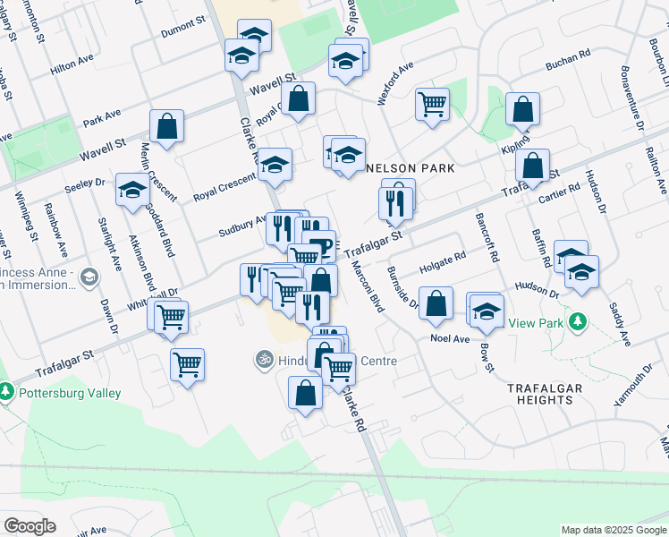 map of restaurants, bars, coffee shops, grocery stores, and more near in London