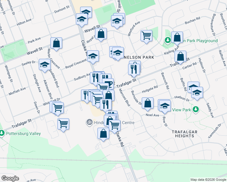 map of restaurants, bars, coffee shops, grocery stores, and more near in London