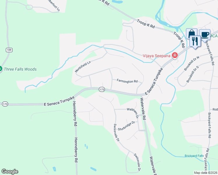 map of restaurants, bars, coffee shops, grocery stores, and more near 4563 Meadowridge Road in Manlius