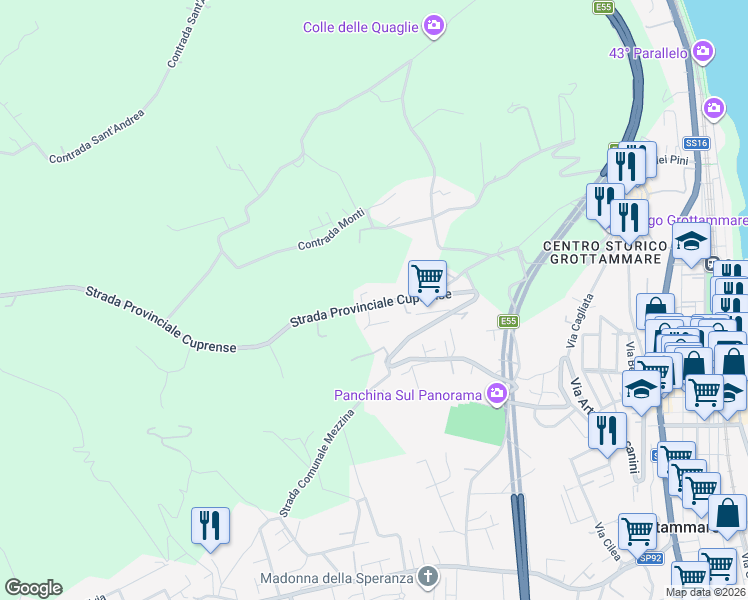map of restaurants, bars, coffee shops, grocery stores, and more near 84 Strada Provinciale Cuprense in Grottammare